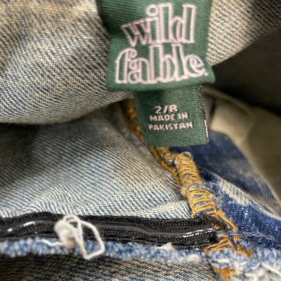 Wild Fable Women's Raw Hem Low Rise Denim Midi Skirt Light Wash Size 2 - Picture 6 of 6